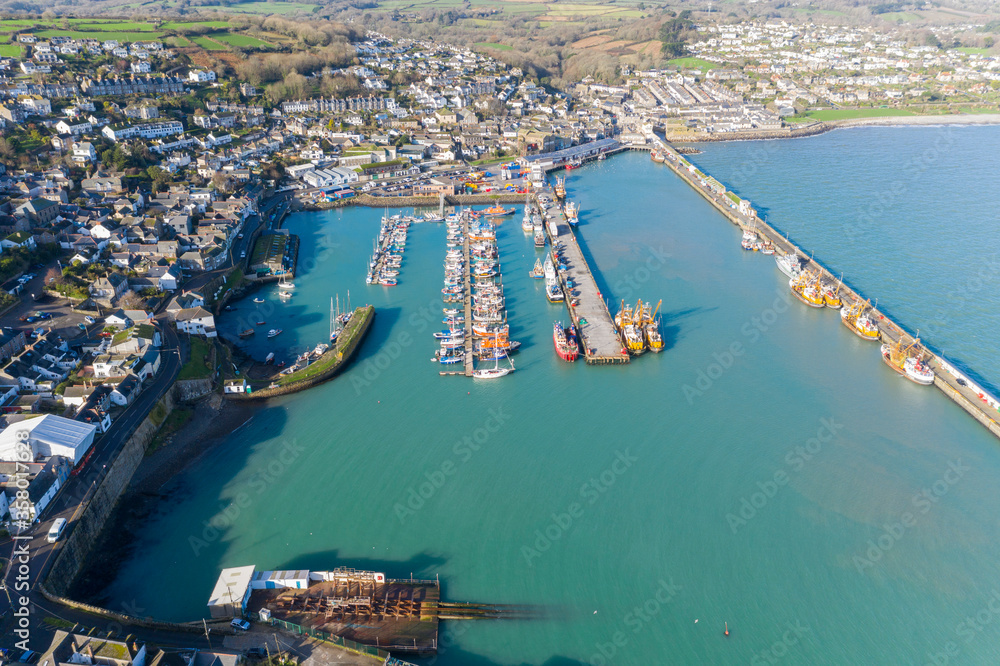 Naklejka premium Zdjęcie lotnicze Newlyn, Penzance, Cornwall, England, United Kingdom