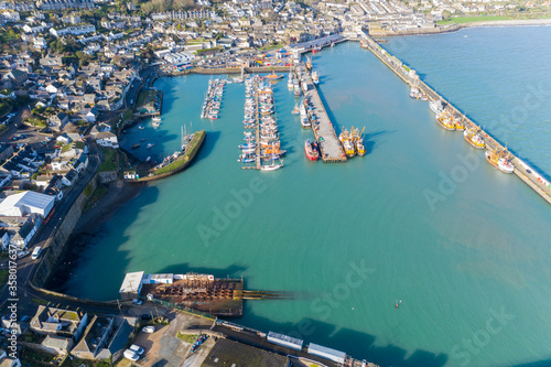 Aerial photograph of Newlyn, Penzance, Cornwall, England, United Kingdom photo