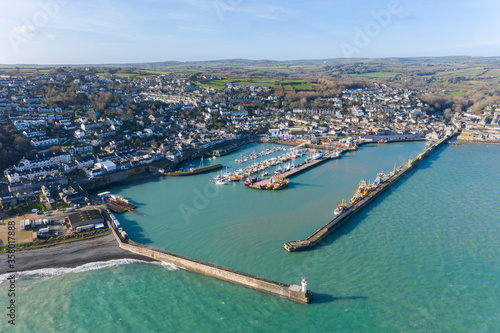 Fototapeta Naklejka Na Ścianę i Meble -  Aerial photograph of Newlyn, Penzance, Cornwall, England, United Kingdom
