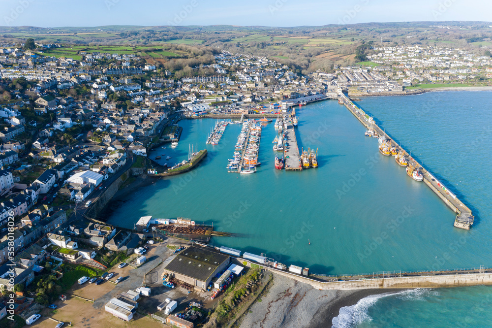 Aerial photograph of Newlyn, Penzance, Cornwall, England, United Kingdom