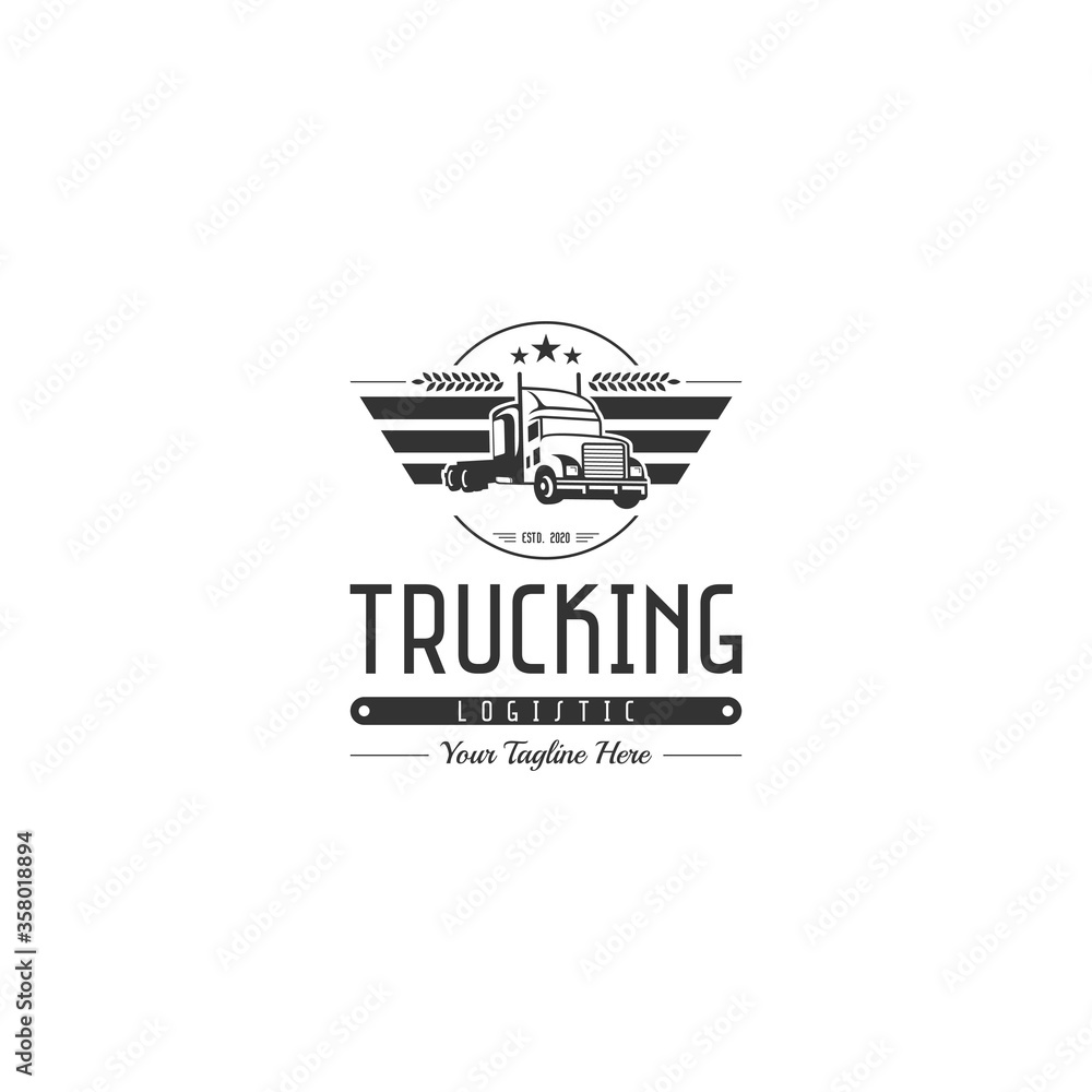 classic heavy truck logo, emblems and badges Vector illustration.