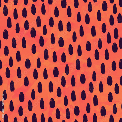 Bright seamless pattern with watermelon seeds. Cute summer background. Illustration for paper and textile design.