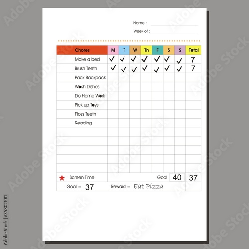 Weekly chore chart