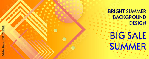 Summer Big Sale vector banner design concept with geometric lines and dots. Bright neon colors background for text. Vector stock illustration eps 10