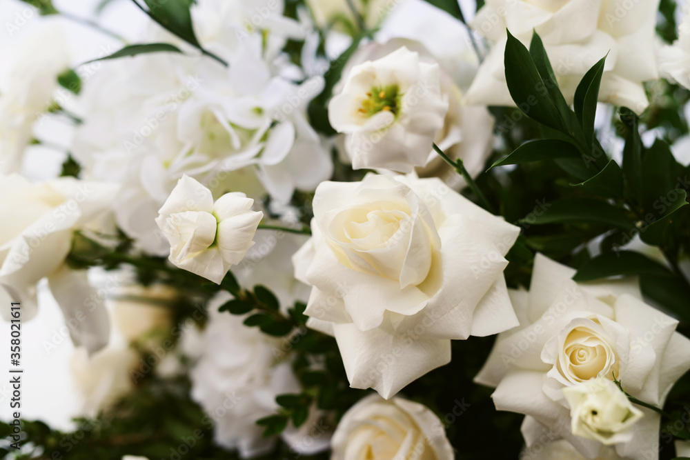 Wedding flower arrangement and decoration. Empty copyspace and space for text. Holiday accessories and backgrounds Wedding flower arrangement and decoration. Empty copyspace and space for text. Holiday accessories and backgrounds