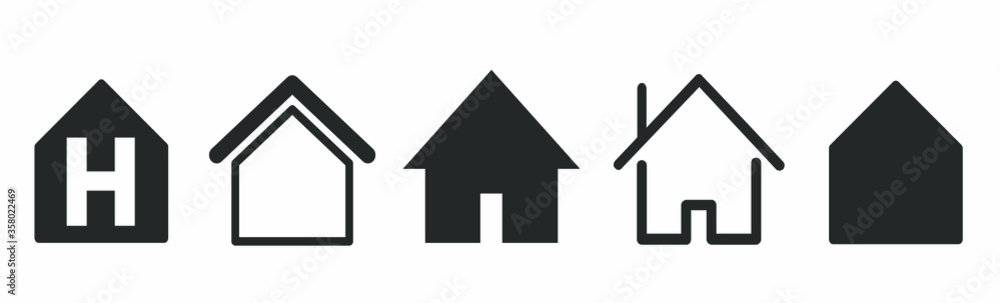 Home page. Collection of Home Button Icons. Set of signs for infographic, logo, app development and website design. Home icon Home page. Collection of Home Button Icons. Set of signs for infographic, logo, app development and website design. Home icon