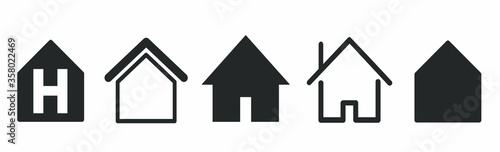 Home page. Collection of Home Button Icons. Set of signs for infographic, logo, app development and website design. Home icon