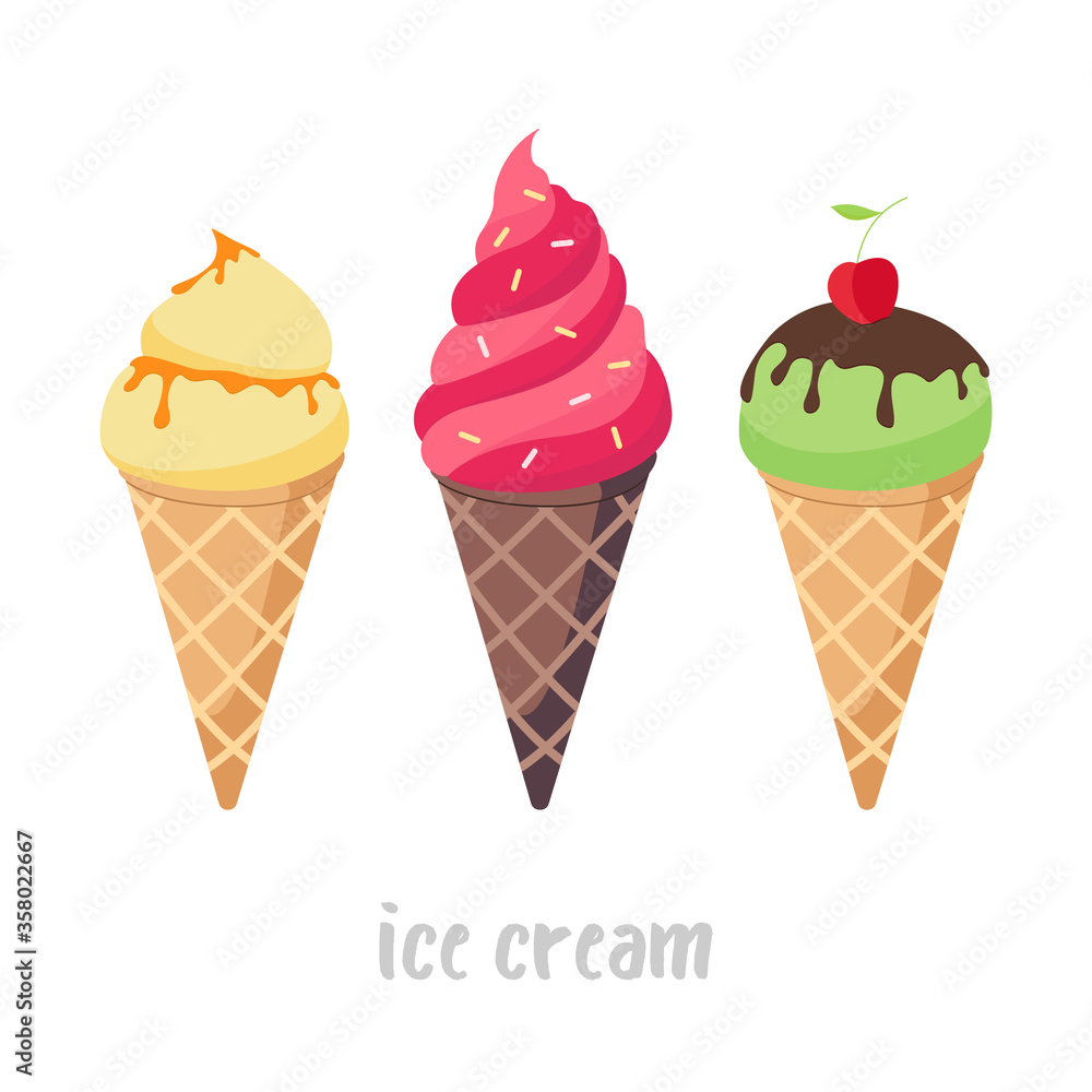 Sweet ice cream isolated on a white background. Ice cream set