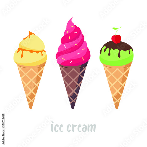 Sweet ice cream isolated on a white background. Ice cream set