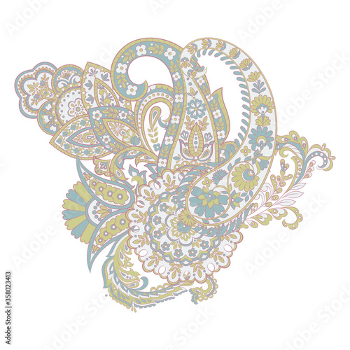 Floral isolated pattern with paisley ornament