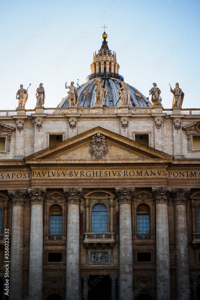 Close up on the Vatican facade in Rome