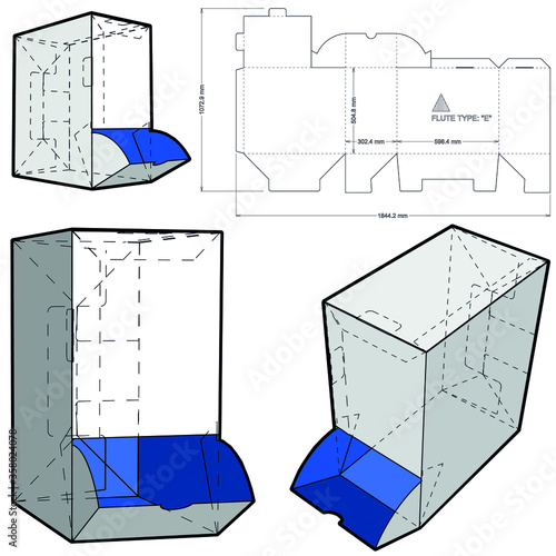 Dispenser Box and Die-cut Pattern. The .eps file is full scale and fully functional. Prepared for real cardboard production.