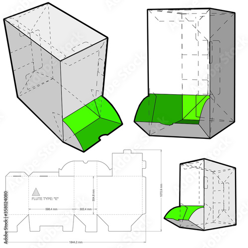 Dispenser Box and Die-cut Pattern. The .eps file is full scale and fully functional. Prepared for real cardboard production.