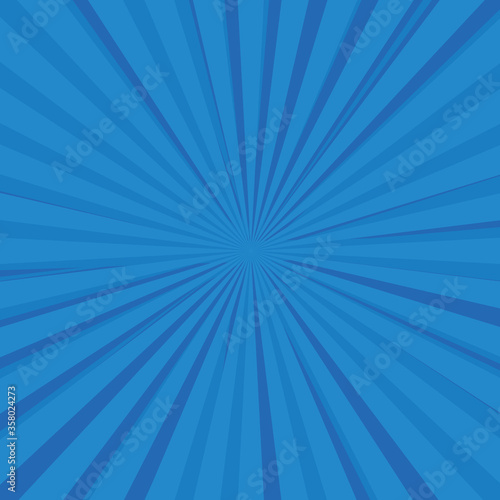 Blue Sunburst Pattern Background. Rays. Radial. Abstract Banner. Vector Illustration