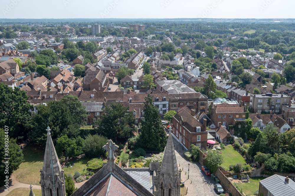 A view over St Albans from the Cathedral Tower