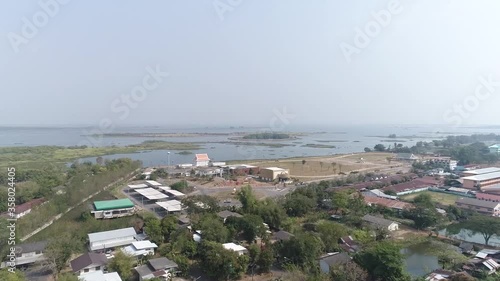 Aerial Footage of Sakonnakorn City View and Beautiful Nong Han Lake photo