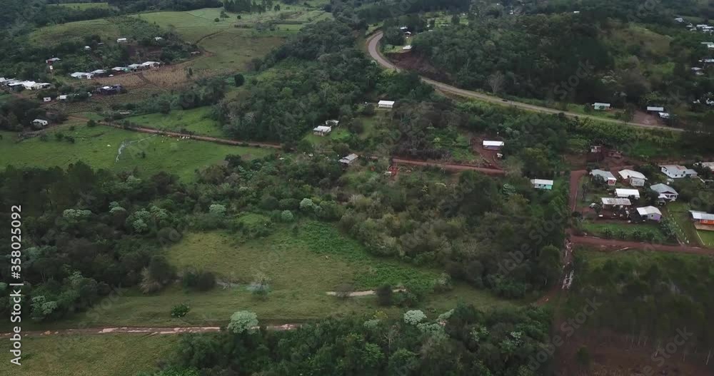 Air view of a little small town on the shore of a river in Misiones Argentina. Air view of a little small town on the shore of a river in Misiones Argentina.