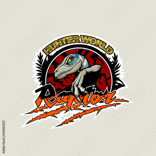 Hunter world, logo with a raptor in the center.