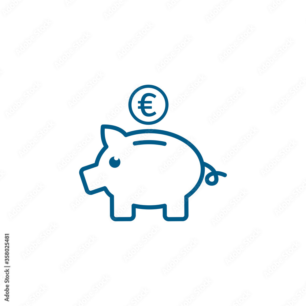 Piggy Bank Line Blue Icon On White Background. Blue Flat Style Vector Illustration. Piggy Bank Line Blue Icon On White Background. Blue Flat Style Vector Illustration.