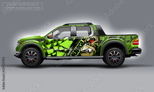 Editable template for wrap SUV with evil Gorilla decal. Hi-res vector graphics.