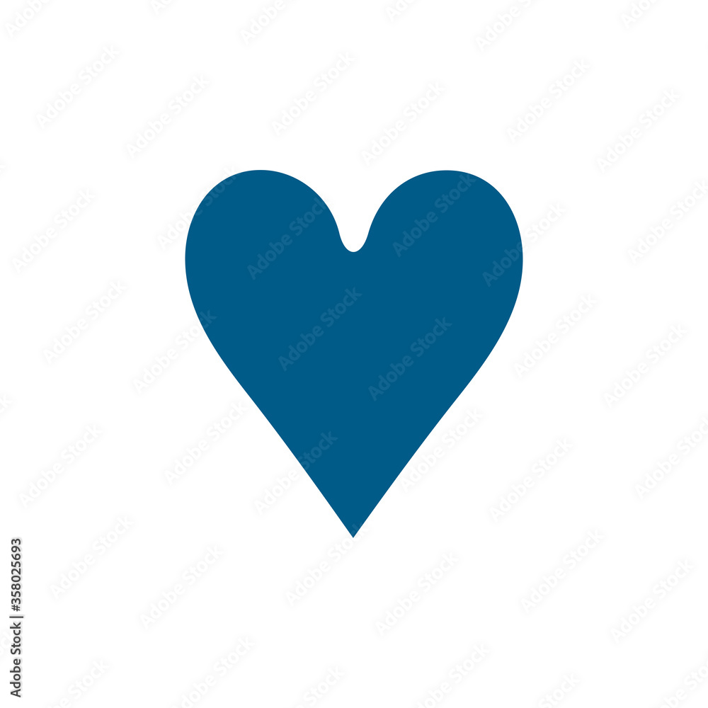 Playing Card Heart Blue Icon On White Background. Blue Flat Style Vector Illustration. Playing Card Heart Blue Icon On White Background. Blue Flat Style Vector Illustration.