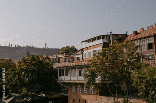 view on balconies on Tbilisi street