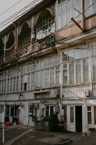 view on balconies on Tbilisi street photo