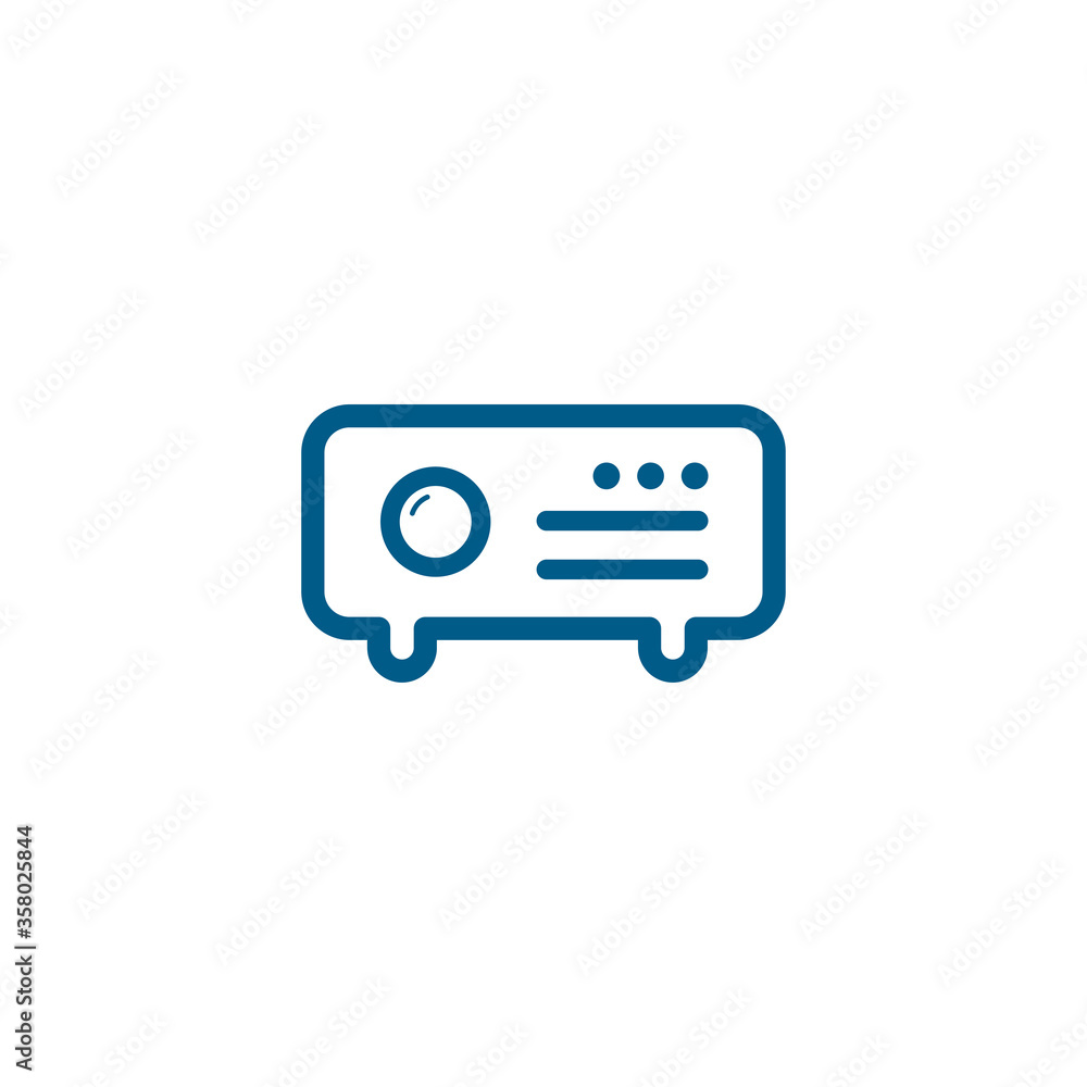 Projector Line Blue Icon On White Background. Blue Flat Style Vector Illustration. Projector Line Blue Icon On White Background. Blue Flat Style Vector Illustration.