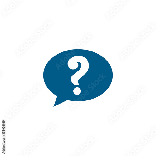 Question Blue Icon On White Background. Blue Flat Style Vector Illustration.