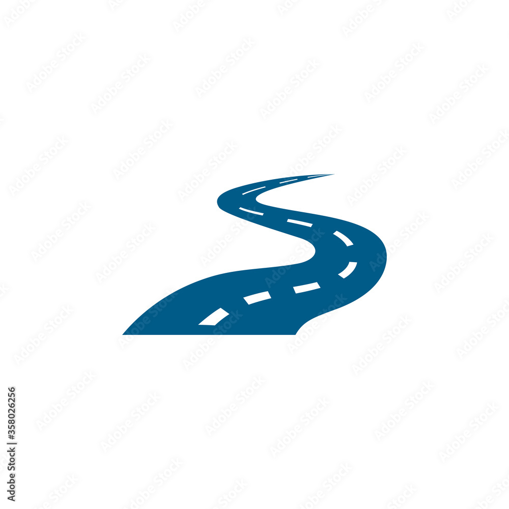Road Blue Icon On White Background. Blue Flat Style Vector Illustration. Road Blue Icon On White Background. Blue Flat Style Vector Illustration.