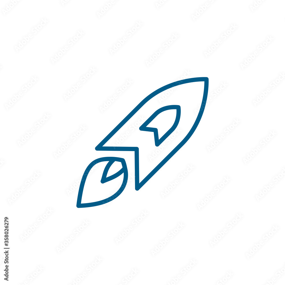 Rocket Line Blue Icon On White Background. Blue Flat Style Vector Illustration. Rocket Line Blue Icon On White Background. Blue Flat Style Vector Illustration.