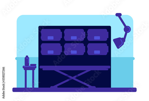 Hospital morgue flat color vector illustration