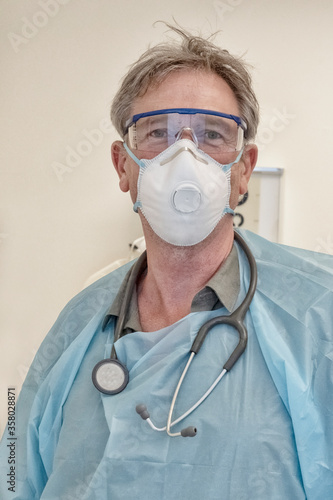 Physician working during Covid-19 outbreak