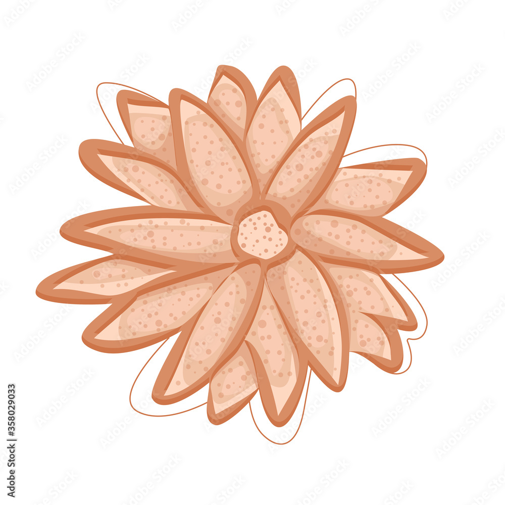 Orange volumetric flower with texture icon vector illustration