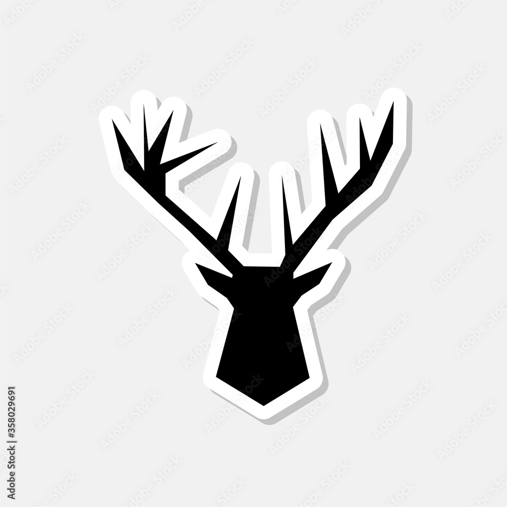 Deer Head Logo Sticker Design isolated on gray background Deer Head Logo Sticker Design isolated on gray background