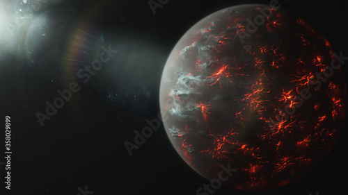3d Illustration of a volcanic planet 
