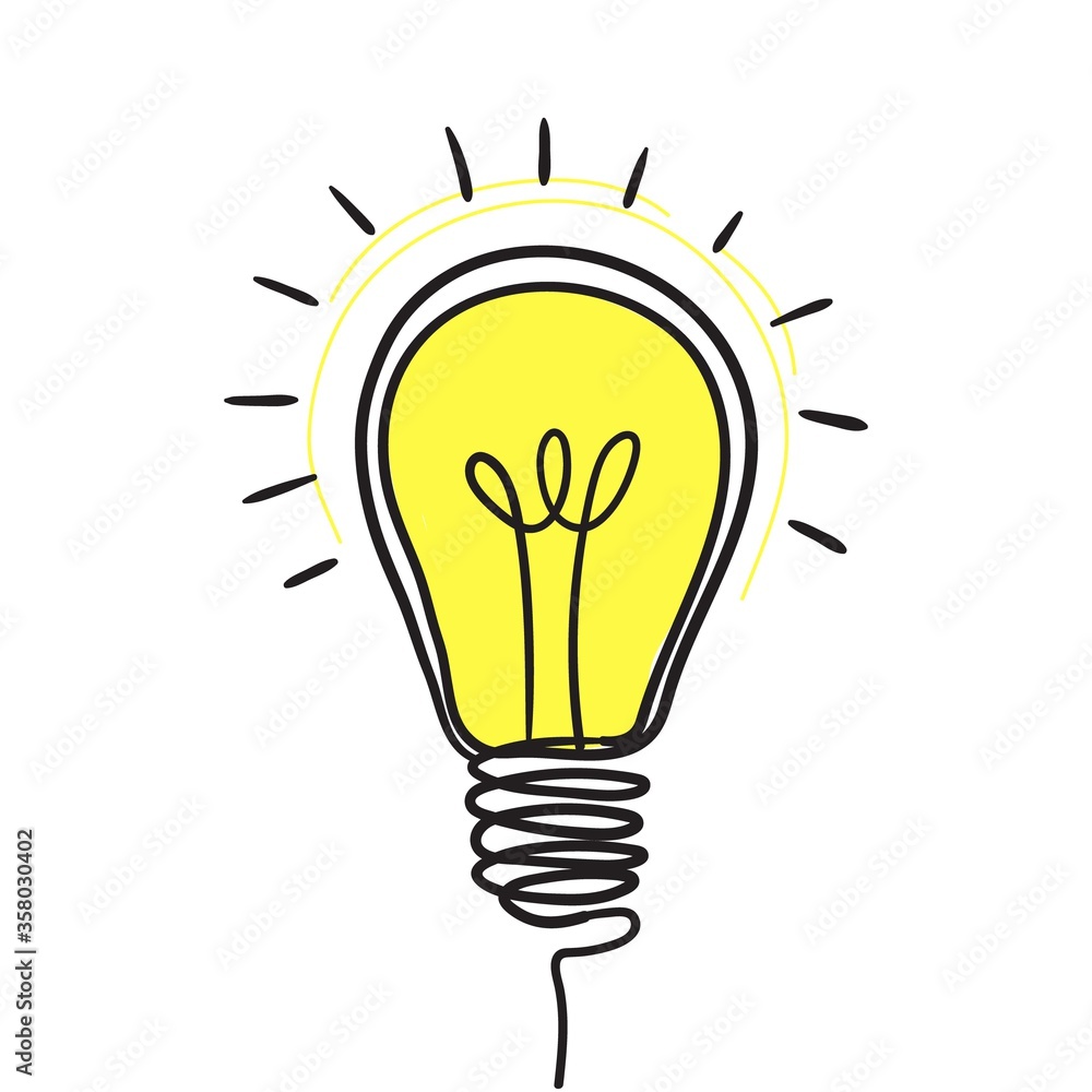 Light bulb sketch with concept of idea. Doodle hand drawn sign. Light bulb sketch with concept of idea. Doodle hand drawn sign.