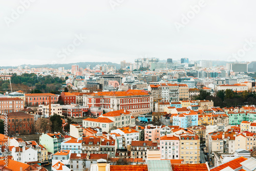 Lisbon, Portugal.- February 11, 2018 : Traditional old buildings in Lisbon, Portugal, Europe