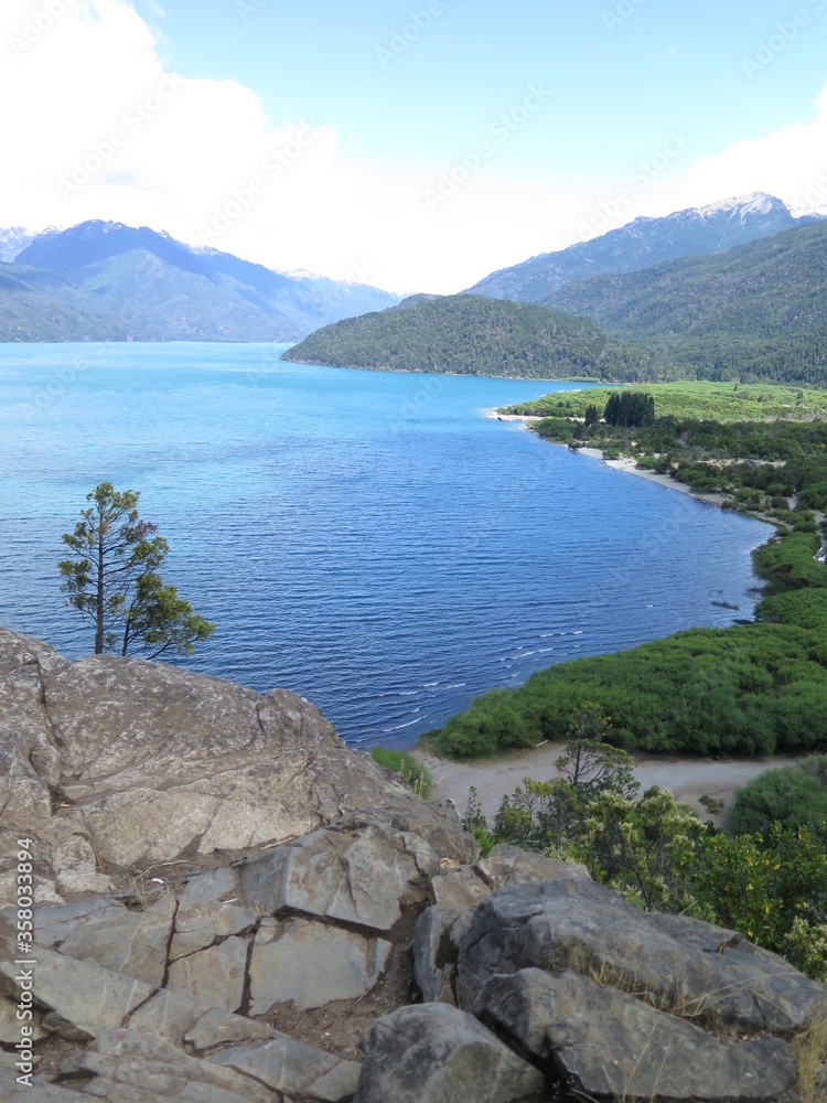 the lake view Mirador del Lago in the Puelo National Park, Patagonia, Argentina, December the lake view Mirador del Lago in the Puelo National Park, Patagonia, Argentina, December
