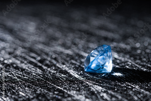 Closeup photo of blue natural diamond stone