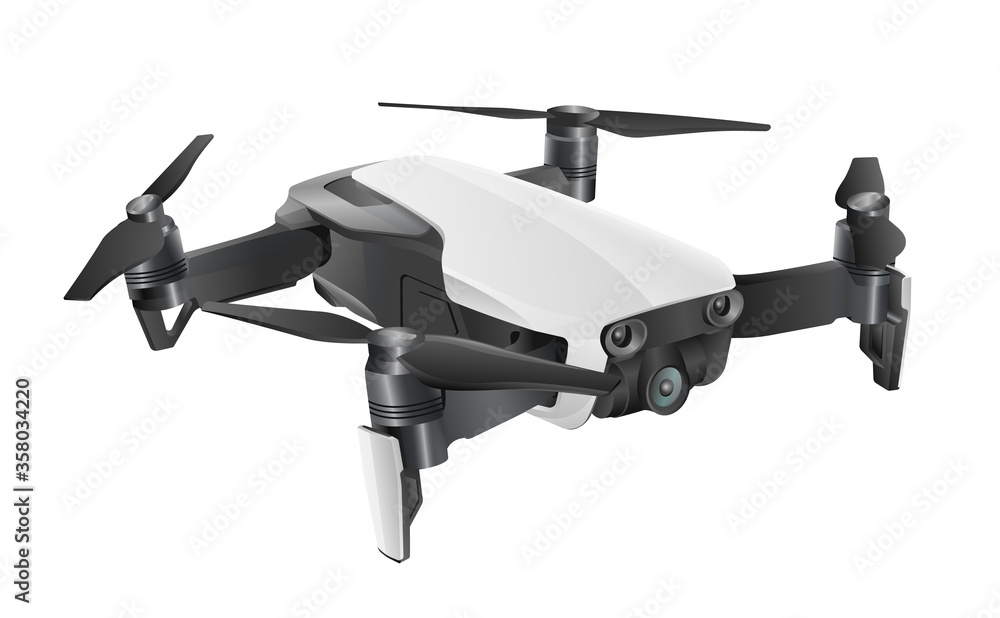 Quadcopter 3d vector illustration, drone isolated on white, eps 10 vector Quadcopter 3d vector illustration, drone isolated on white, eps 10 vector