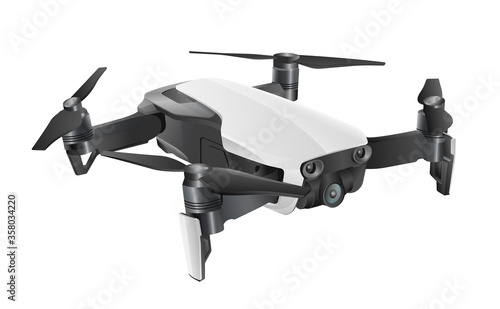 Quadcopter 3d vector illustration,  drone isolated on white, eps 10 vector