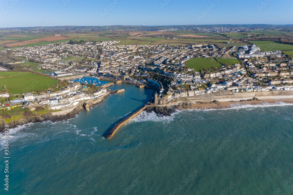Aerial photograph of Porthleven, Penzance, Cornwall, England, United Kingdom