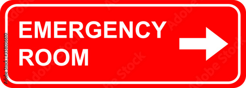 Emergency room directional warning caution sign