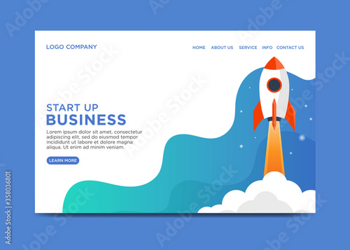 Boost your startup rocket landing page Vector