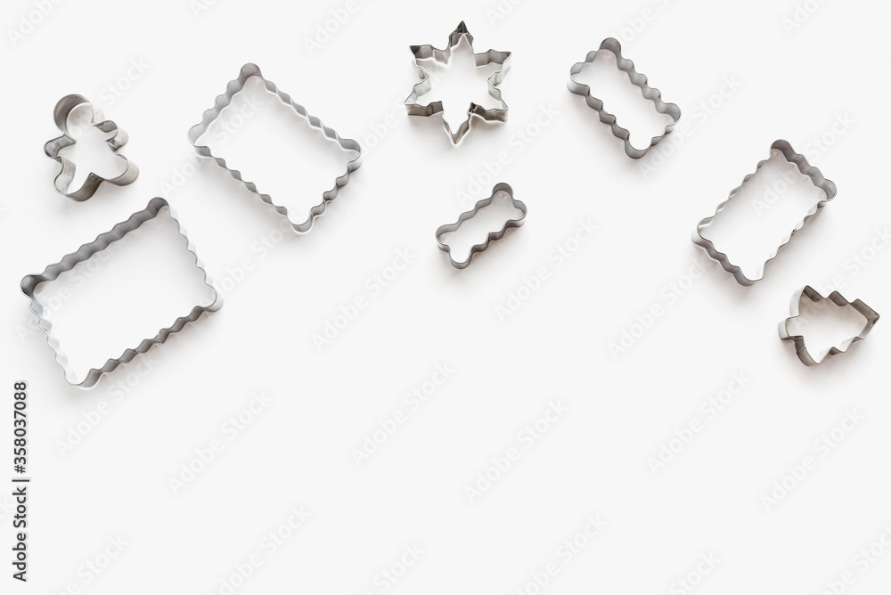 metal molds, metal cookie cutters, cookie molds on white background, homemade cookies metal molds, metal cookie cutters, cookie molds on white background, homemade cookies