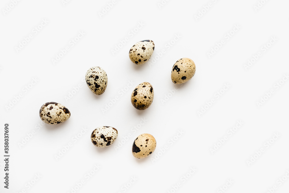 Fototapeta premium quail eggs on a white background, quail eggs