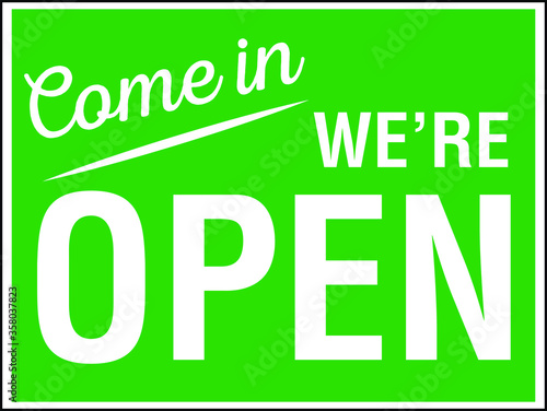 WE ARE OPEN door sign business open notice vector