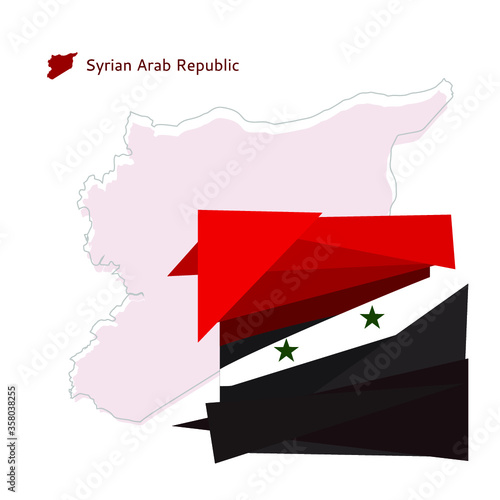 Stylized flag and map of Syria