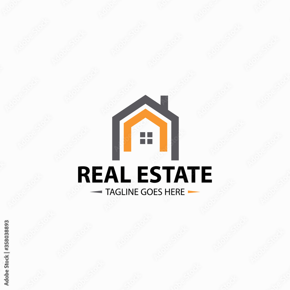 Real estate logo. Home line icon. Vector illustration